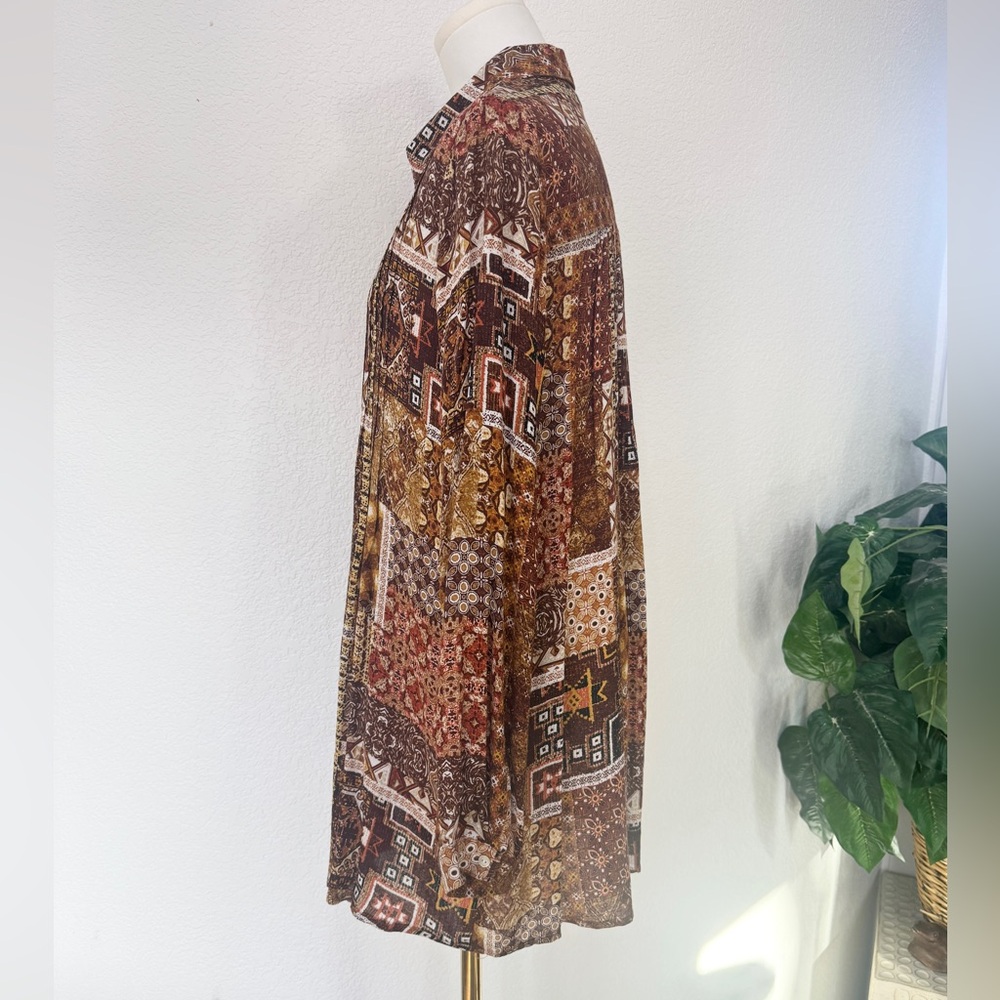 Jane & Delancey Brown Patchwork Patterned Long Sl… - image 3